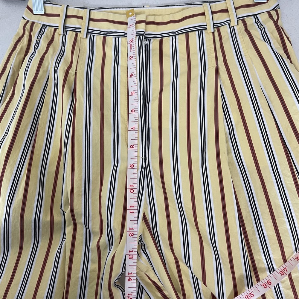 Jil Sander Yellow Striped Wide Leg Pleated Pants - Picture 9 of 10